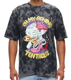 T-Shirts & Tank Tops*RE:COVERED X nickelodeon Herren T-Shirt SpongeBob Schwammkopf Baumwoll-Shirt Rundhals-Shirt RCVCM685 Schwarz