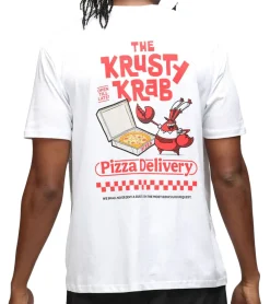 T-Shirts & Tank Tops*RE:COVERED X nickelodeon Herren T-Shirt SpongeBob Schwammkopf Baumwoll-Shirt Rundhals-Shirt MMVCM269 Weiß