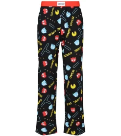Nachtwäsche & Bademode*RE:COVERED X Pac-Man Loungepants Herren Schlafanzug-Hose mit Pac-Man Allover-Print Pyjama-Hose RCPCM400 Schwarz/Rot