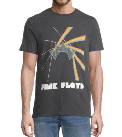 T-Shirts & Tank Tops*RE:COVERED X PINK FLOYD Herren Baumwoll-Shirt mit Schriftzug Alltags-Shirt mit farblichen Akzenten Kurzarm-Shirt T-Shirt PCPER455 Grau