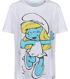 Tops & T-Shirts*RE:COVERED X Schlümpfe Damen T-Shirt mit Schlumpfine Print Baumwoll-Shirt Rundhals-Shirt RCSMF118 Weiß