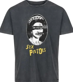 T-Shirts & Tank Tops*RE:COVERED X Sex Pistols Herren T-Shirt God Save the Queen Baumwoll-Shirt mit großem Print Rundhals-Shirt RCBVD3843 Grau