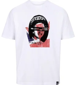T-Shirts & Tank Tops*RE:COVERED X Sex Pistols Herren T-Shirt God Save the Queen Baumwoll-Shirt mit großem Print Rundhals-Shirt RCBVD3845 Weiß