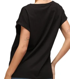 Tops & T-Shirts*RE:COVERED X Smileyworld Choose Happy Damen T-Shirt mit Smiley Print Baumwoll-Shirt Boyfriend-Cut Rundhals-Shirt RCSMLYWD459 Schwarz