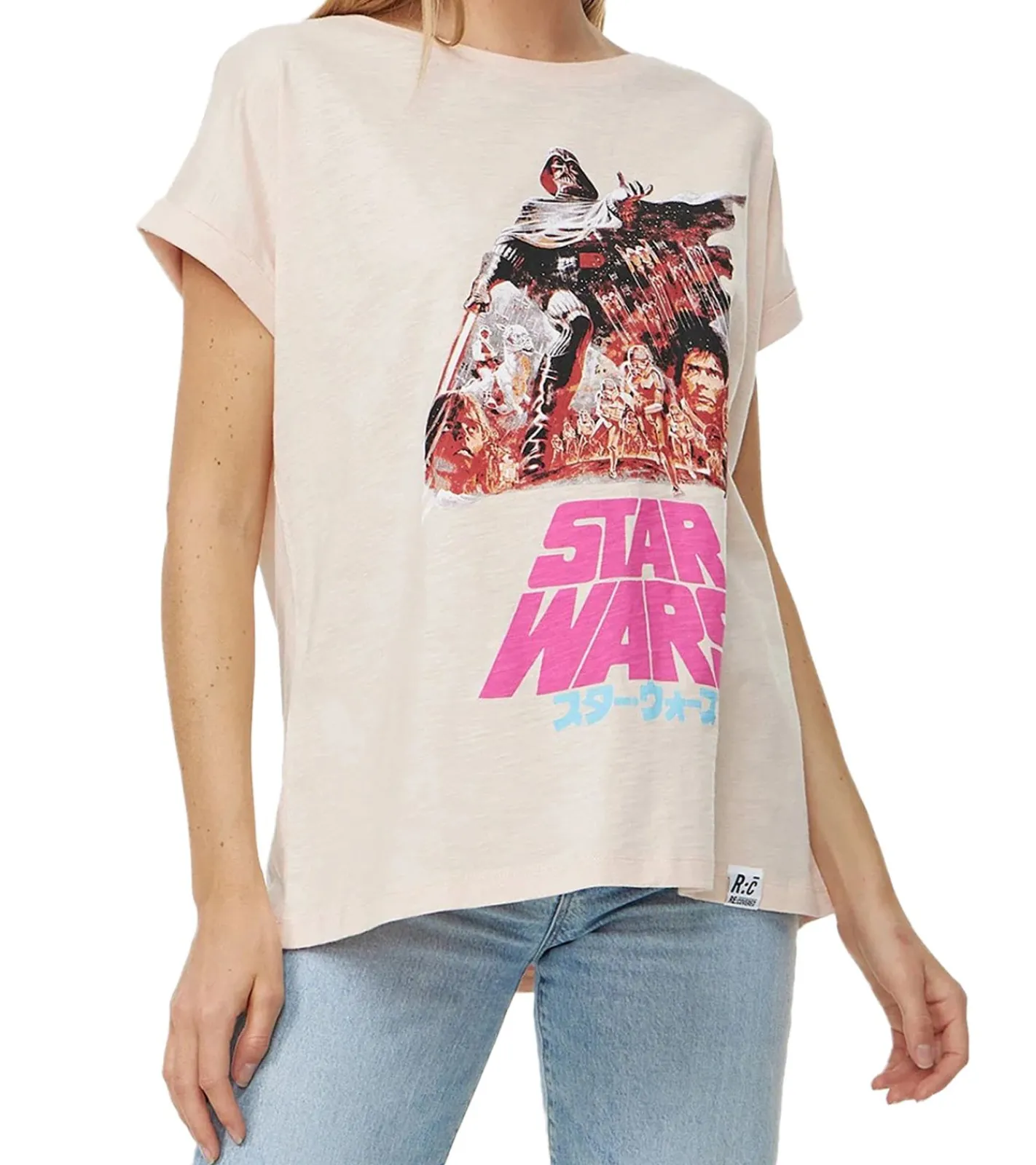 Tops & T-Shirts*RE:COVERED X STAR WARS Damen T-Shirt mit "Darth Vader & The Empire Strikes Back"-Print Baumwoll-Shirt Rundhals-Shirt Boyfriend-Cut MMSTW2392 Rosa