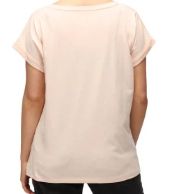 Tops & T-Shirts*RE:COVERED X STAR WARS Damen T-Shirt mit Schriftzug Baumwoll-Shirt Rundhals-Shirt Boyfriend-Cut RCDIF2060 Rosa