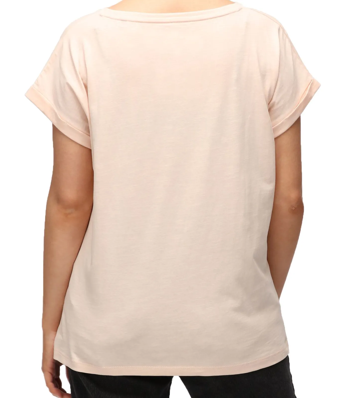 Tops & T-Shirts*RE:COVERED X STAR WARS Damen T-Shirt mit Schriftzug Baumwoll-Shirt Rundhals-Shirt Boyfriend-Cut RCDIF2060 Rosa