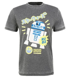 T-Shirts & Tank Tops*RE:COVERED X STAR WARS Herren T-Shirt mit R2D2-Print Baumwoll-Shirt Kurzarm-Shirt AKSTW2166 Dunkel-Grau