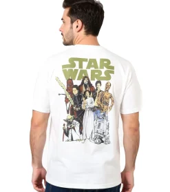 T-Shirts & Tank Tops*RE:COVERED X STAR WARS Herren T-Shirt mit Rücken-Print Baumwoll-Shirt Kurzarm-Shirt RCDIF2045 Ecru-Weiß