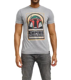 T-Shirts & Tank Tops*RE:COVERED X STAR WARS Herren T-Shirt mit großem Boba Fett Print Alltags-Shirt mit Baumwollanteil Rundhals-Shirt MMSTW2335 Grau
