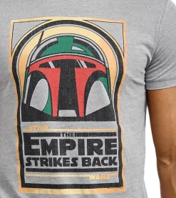 T-Shirts & Tank Tops*RE:COVERED X STAR WARS Herren T-Shirt mit großem Boba Fett Print Alltags-Shirt mit Baumwollanteil Rundhals-Shirt MMSTW2335 Grau