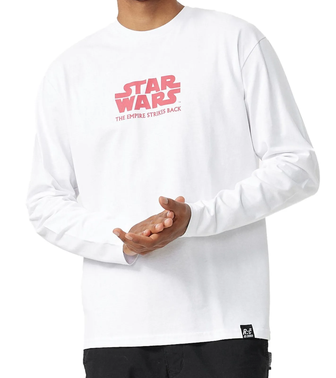 Pullover & Sweater*RE:COVERED X STAR WARS Herren Langarm-Shirt Das Imperium schlägt zurück Baumwoll-Shirt Longsleeve MMSTW2452 Weiß/Rot