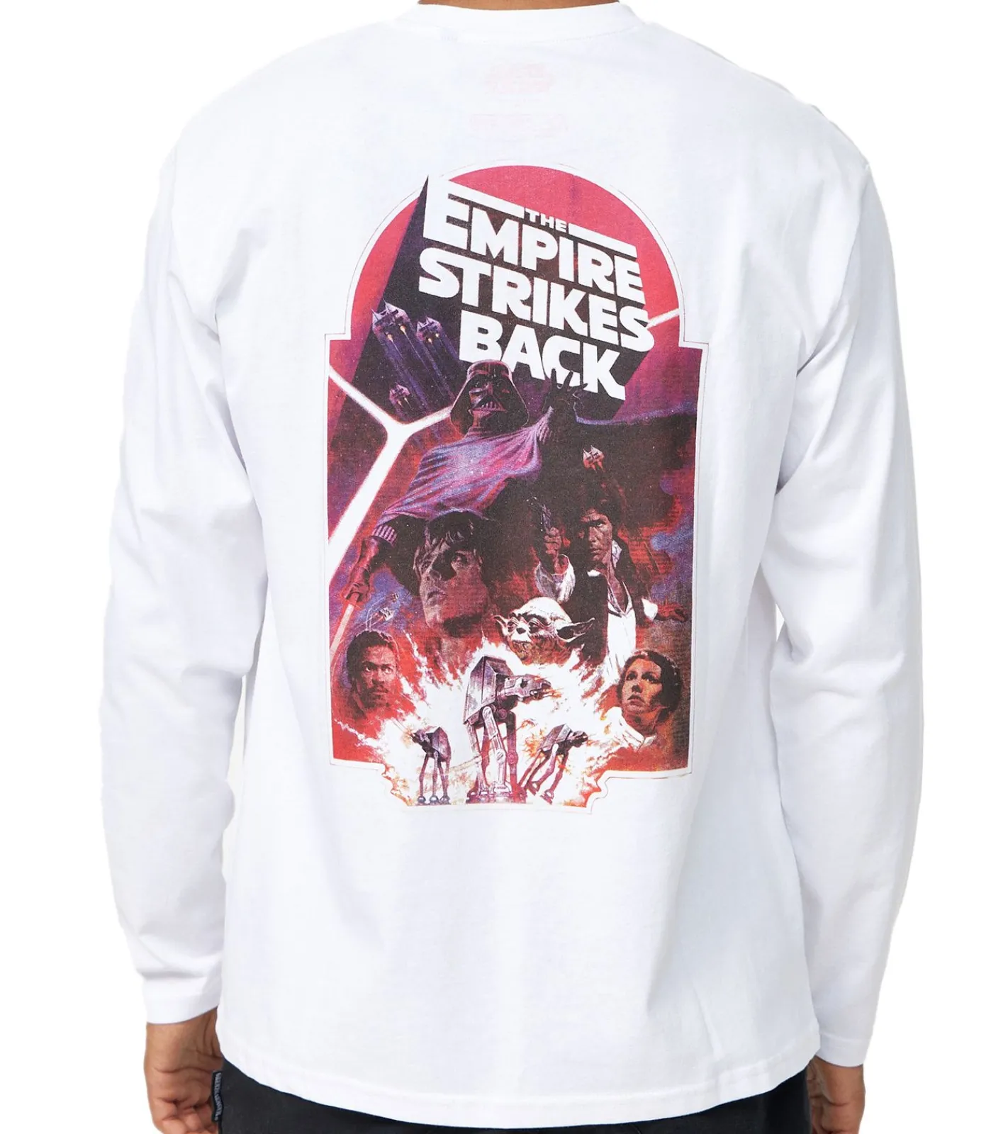 Pullover & Sweater*RE:COVERED X STAR WARS Herren Langarm-Shirt Das Imperium schlägt zurück Baumwoll-Shirt Longsleeve MMSTW2452 Weiß/Rot