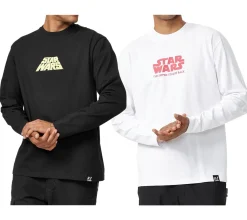 Pullover & Sweater*RE:COVERED X STAR WARS Herren Langarm-Shirt Das Imperium schlägt zurück oder mit Poster-Print Baumwoll-Shirt Longsleeve Weiß oder Schwarz