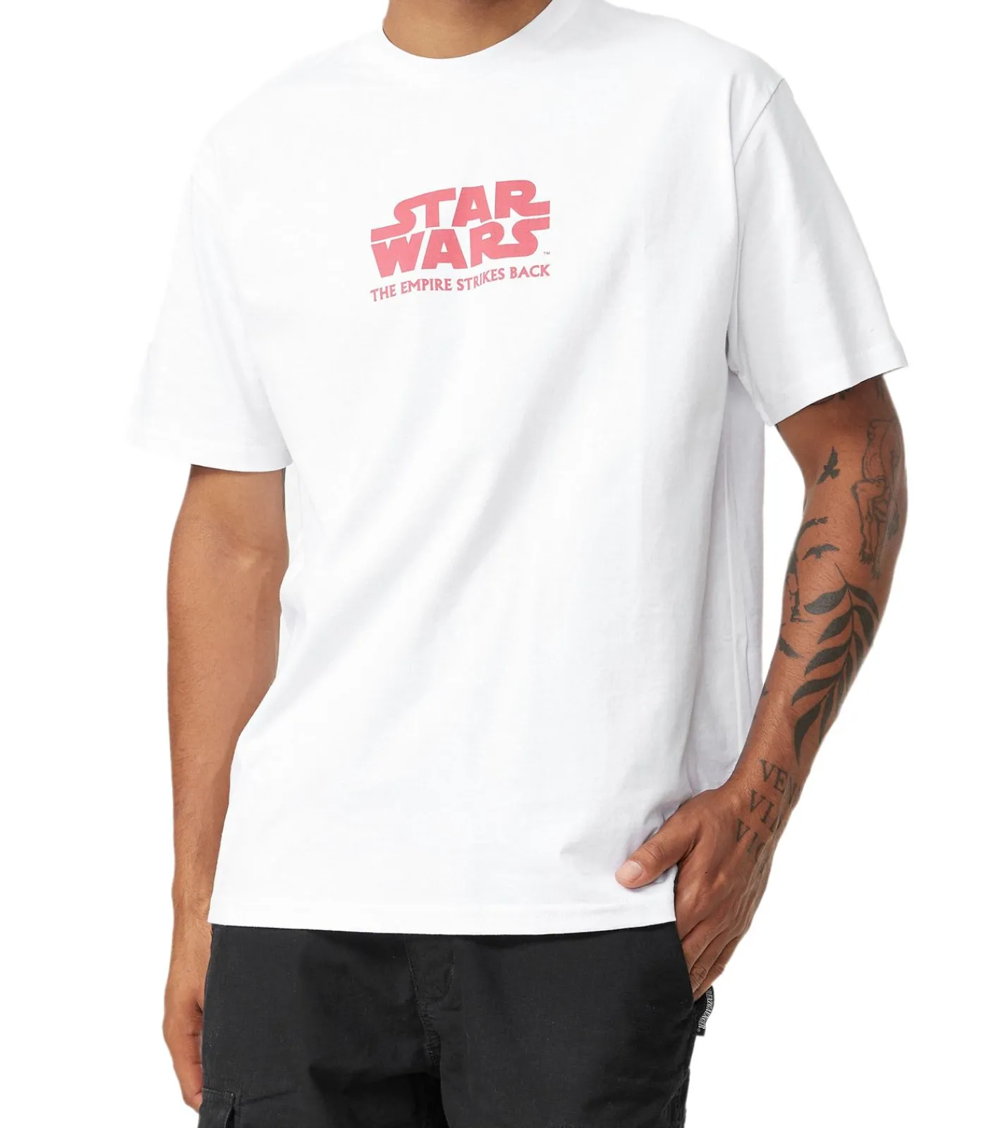 T-Shirts & Tank Tops*RE:COVERED X STAR WARS Herren T-Shirt mit The Empire Strikes Back Poster-Print Baumwoll-Shirt Kurzarm-Shirt MMSTW2453 Weiß