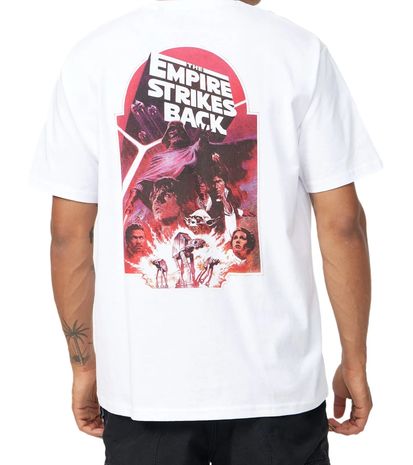 T-Shirts & Tank Tops*RE:COVERED X STAR WARS Herren T-Shirt mit The Empire Strikes Back Poster-Print Baumwoll-Shirt Kurzarm-Shirt MMSTW2453 Weiß