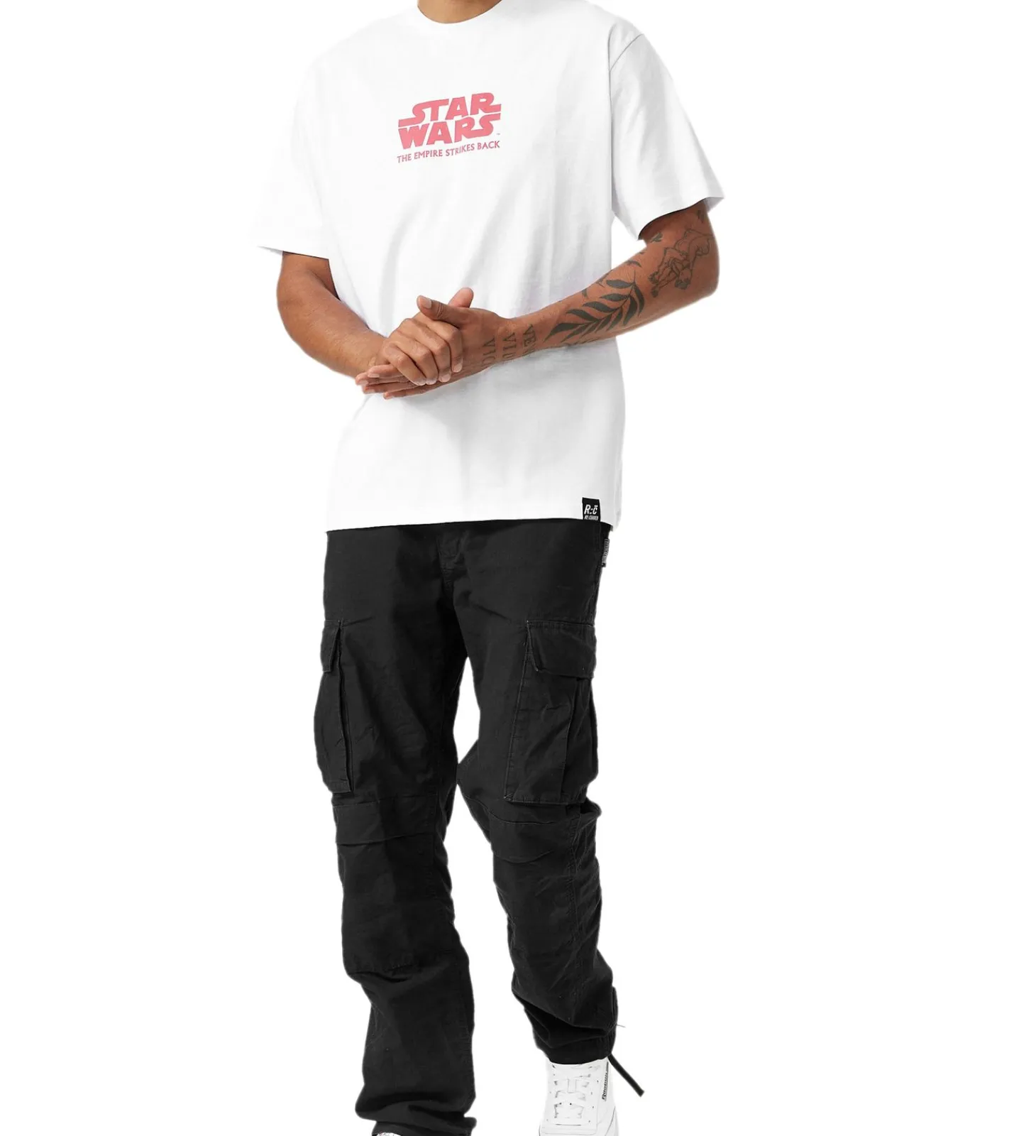 T-Shirts & Tank Tops*RE:COVERED X STAR WARS Herren T-Shirt mit The Empire Strikes Back Poster-Print Baumwoll-Shirt Kurzarm-Shirt MMSTW2453 Weiß