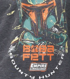 Pullover & Sweater*RE:COVERED X STAR WARS Herren Rundhals-Pullover mit Boba Fett Print Alltags-Sweater mit Baumwollanteil MMSTW2381 Grau