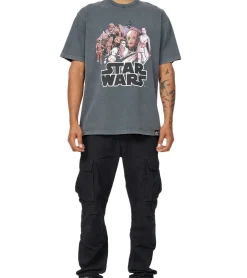 T-Shirts & Tank Tops*RE:COVERED X STAR WARS Herren T-Shirt Print mit Skywalker-Saga-Print Baumwoll-Shirt Kurzarm-Shirt MMSTW2449 Dunkel-Grau