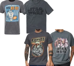 T-Shirts & Tank Tops*RE:COVERED X STAR WARS Herren T-Shirt Print mit Skywalker-Saga/R2D2 oder Das Imperium schlägt zurück-Print Baumwoll-Shirt Kurzarm-Shirt Dunkel-Grau