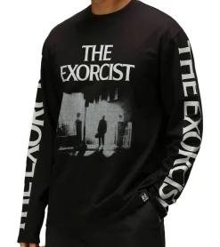 Pullover & Sweater|T-Shirts & Tank Tops*RE:COVERED X THE EXORCIST FILM Herren Shirt mit Foto-Print langärmliges Baumwoll-Shirt Rundhals-Shirt RCWARN560 Schwarz