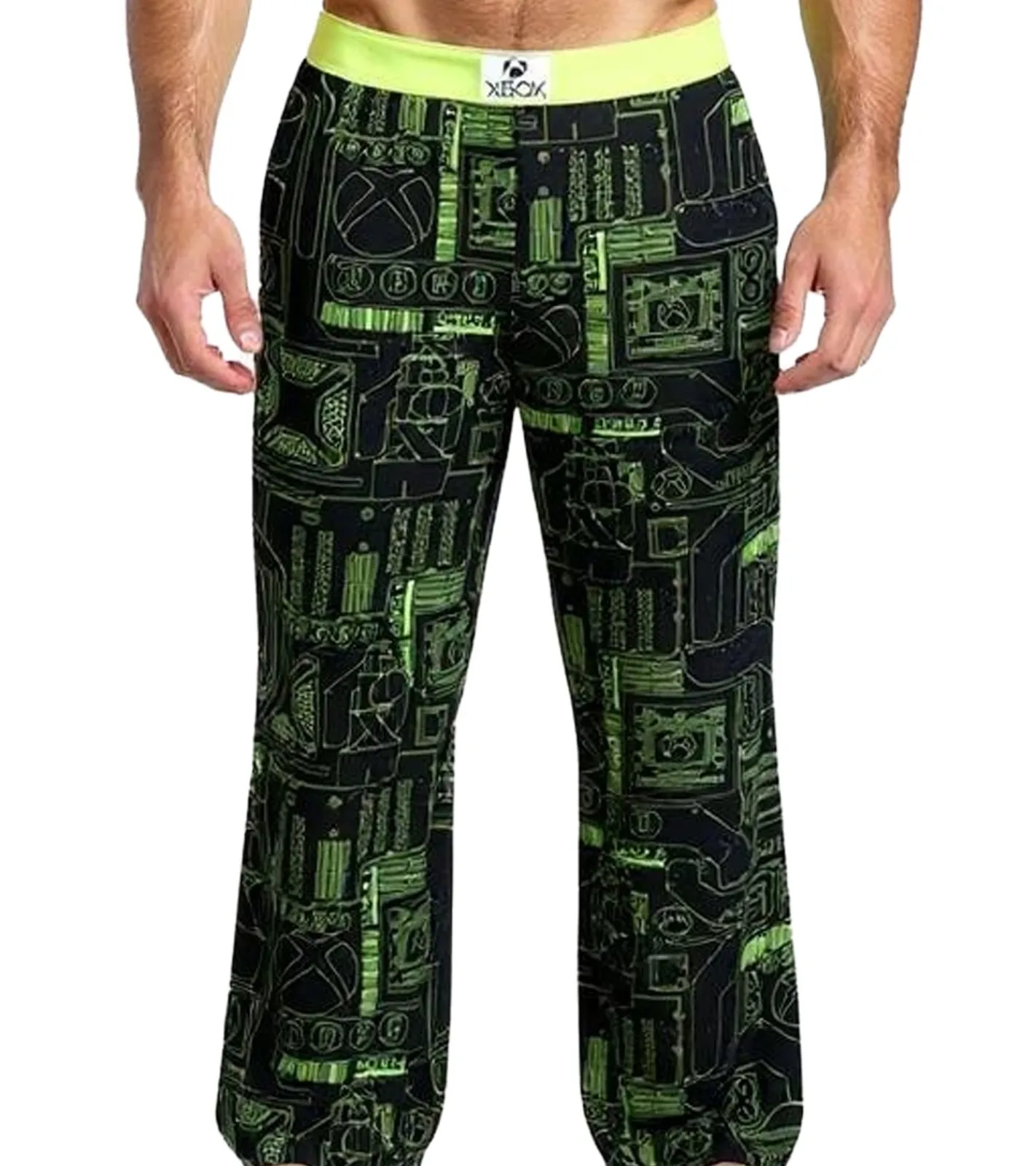 Nachtwäsche & Bademode*RE:COVERED X XBOX Series X Digital Loungepants Herren Schlafanzug-Hose stylische Pyjama-Hose RCXBX122 Schwarz/Grün