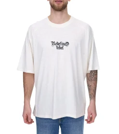 T-Shirts & Tank Tops*REDEFINED REBEL Herren Baumwoll-Shirt Kurzarm-Shirt T-Shirt mit Marken-Schriftzug 211158 Beige