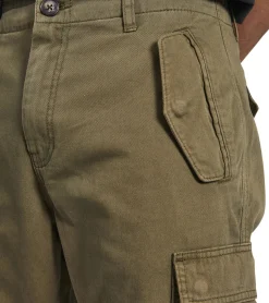 Jeans & Hosen*REDEFINED REBEL Jolan Herren Cargo-Hose im Utility-Look Anti Fit Baumwoll-Hose Ankle-Stil mit Tunnelzug am Beinende 226027 Oliv-Grün