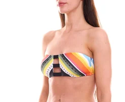 Wassersport|Bademode & Nachtwäsche*RIP CURL Beach Bazaar Damen mit Clip-Verschluss oder Bikini-Unterteil Bandeau-Bikini Bikini-Hose Bademode GSILC5 Bunt Bikini-Oberteil
