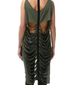 Tops & T-Shirts*ROCKUPY Alicya Damen Tank-Top mit Totenkopf-Ausschnitt Baumwoll-Shirt Sommer-Top mit Cut-Outs 366328 Khaki