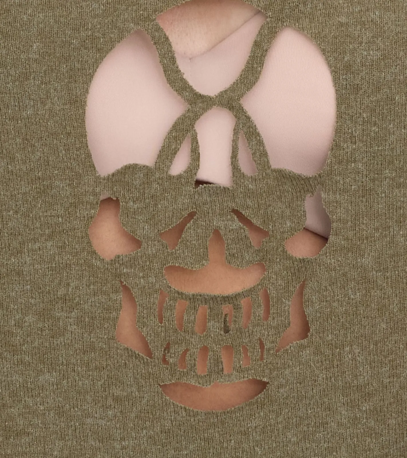 Tops & T-Shirts*ROCKUPY Ariana Damen Tank-Top mit Totenkopf-Ausschnitt Baumwoll-Shirt Sommer-Top mit Cut-Outs 366326 Khaki