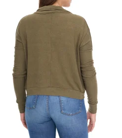 Mäntel & Jacken|Sweater & Pullover*ROCKUPY Damen Baumwoll-Cardigan Bolero-Jacke Langarm-Strickjacke mit Taschen 330643 Khaki