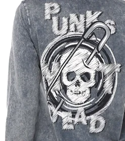 Jumpsuits*ROCKUPY Damen Jumpsuit gebatikter Overall mit Rücken-Print cooler Einteiler Onesie 393825 Grau/Weiß