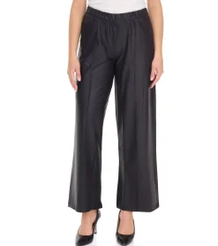 Hosen & Jeans*ROCKUPY Damen Kunst-Leder Palazzo-Hose schlichte Marlene-Hose Freizeit-Hose PRW20-040703 802 Schwarz