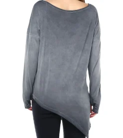 Sweater & Pullover*ROCKUPY Damen Longsleeve asymmetrisches Langarm-Shirt mit Daumenlöchern 323869 Grau