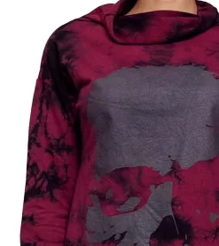 Kleider|Sweater & Pullover*ROCKUPY Damen Sweat-Kleid mit Totenkopf-Print Pullover-Kleid Langarm-Kleid 393822 Bordeaux-Rot oder Rosa