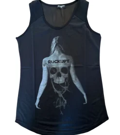 Tops & T-Shirts*ROCKUPY Damen Tank-Top mit oder mit Frauen Baumwoll-Shirt Sommer-Shirt Schwarz/Weiß Totenkopf-Print