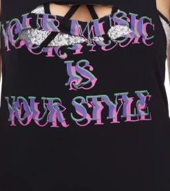 Tops & T-Shirts*ROCKUPY Damen Tank-Top mit glitzerndem BH Sommer-Shirt Rundhals-Top W100102018 Schwarz