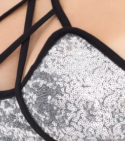 Tops & T-Shirts*ROCKUPY Damen Tank-Top mit glitzerndem BH Sommer-Shirt Rundhals-Top W100102018 Schwarz