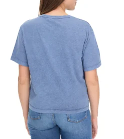 Tops & T-Shirts*ROCKUPY Damen T-Shirt modisches Rundhals-Shirt mit Stitching Kurzarm-Shirt RPW20-040501 512 Blau