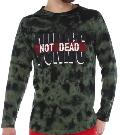 Pullover & Sweater*ROCKUPY Herren Longsleeve dünner Baumwoll-Pullover mit "Punk´s not Dead" Print 393820 Grün/Schwarz