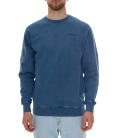 Pullover & Sweater*ROCKUPY Herren Sweatshirt Baumwoll-Pullover mit Logo-Stickerei Rundhals-Pulli UNI-40020 Dunkelblau, , Dunkelgrün oder Grün Lila