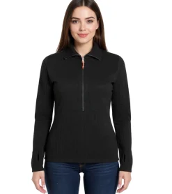 Sweater & Pullover*Salewa Damen Woll-Pullover Sella AM Wander-Pullover mit Reißverschluss Schwarz