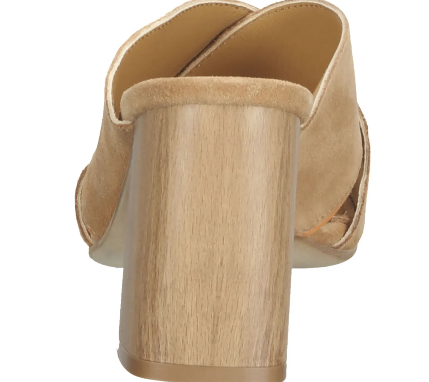 Zehentrenner & Sandalen*Sansibar Damen Echtleder-Schuhe moderne Sommer-Sandale mit Blockabsatz offener Slipper 1076140 Hellbraun