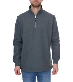 Pullover & Sweater*SANTINO Alex Herren schlichter Troyer-Pullover Herbst-Pulli mit Baumwollanteil Freizeit-Pullover Dunkelgrau