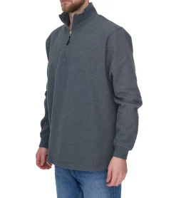Pullover & Sweater*SANTINO Alex Herren schlichter Troyer-Pullover Herbst-Pulli mit Baumwollanteil Freizeit-Pullover Dunkelgrau