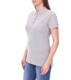 Poloshirts & Blusen*SANTINO Polo-Shirt aus Bio-Baumwolle Polo-Hemd mit 4er Knopfleiste Kurzarm-Shirt meliert Grau Damen