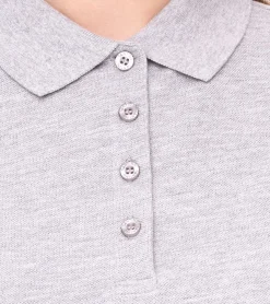 Poloshirts & Blusen*SANTINO Polo-Shirt aus Bio-Baumwolle Polo-Hemd mit 4er Knopfleiste Kurzarm-Shirt meliert Grau Damen