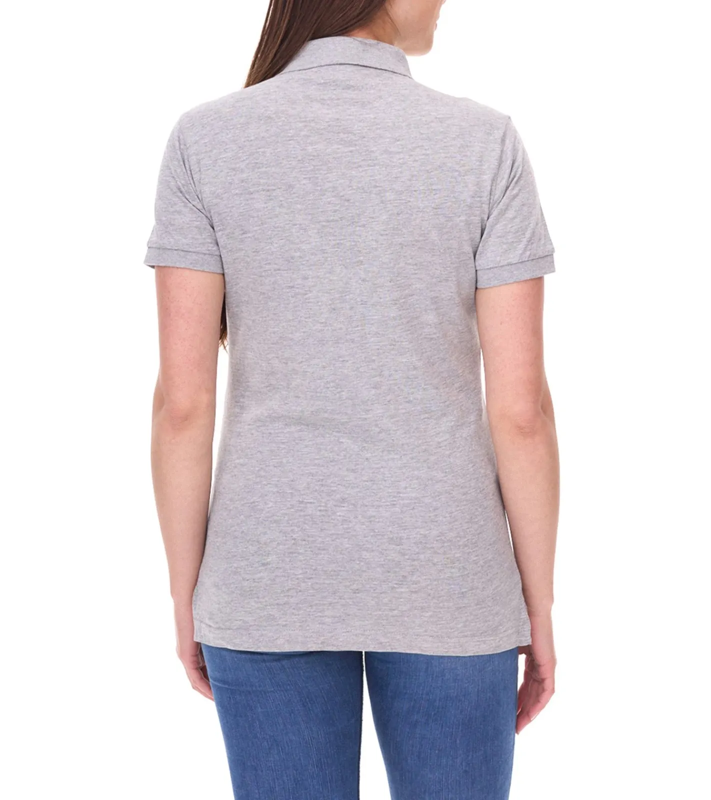 Poloshirts & Blusen*SANTINO Polo-Shirt aus Bio-Baumwolle Polo-Hemd mit 4er Knopfleiste Kurzarm-Shirt meliert Grau Damen