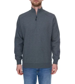 Pullover & Sweater*SANTINO Herren schlichter Troyer-Pullover Herbst-Pulli mit Baumwollanteil Freizeit-Pullover Grau